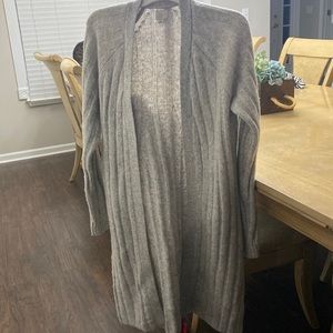 Long thick gray open cardigan size medium